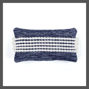 Navy and White Textured Throw Pillow